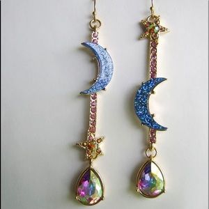 Fashion“Blue moon”glitter crystal earrings
